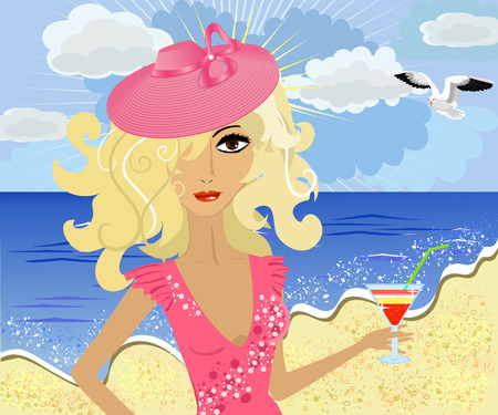 girl on the beachのイラスト素材