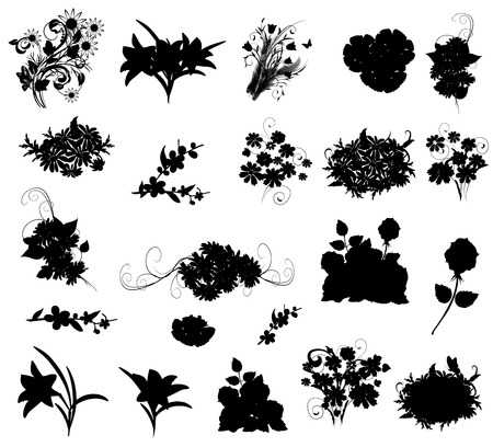 silhouettes of flowersのイラスト素材