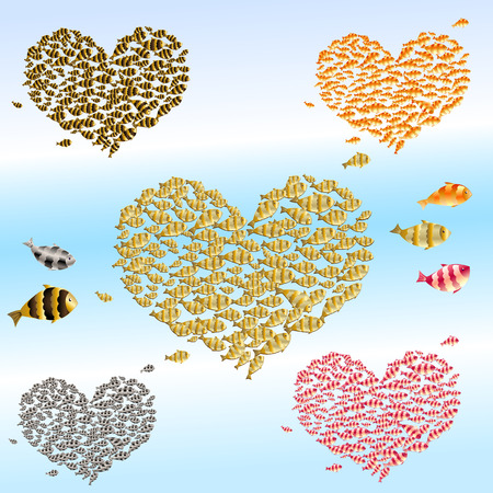 set of valentines from the fishのイラスト素材