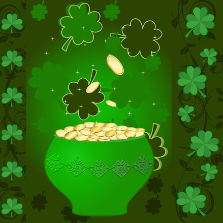 pot of gold and cloverのイラスト素材