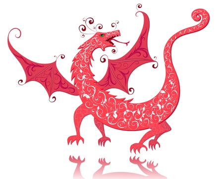 dragon red vintageのイラスト素材