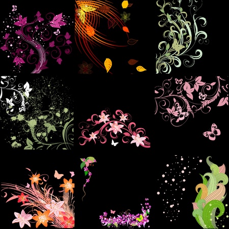 set of floral patterns backgroundのイラスト素材