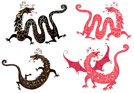 set of Chinese dragonのイラスト素材