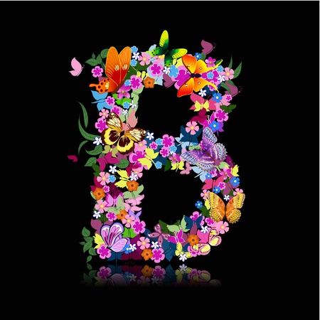 letter of flowers and a butterflyのイラスト素材