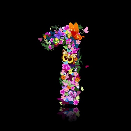 letter of flowers and butterflies figuresのイラスト素材