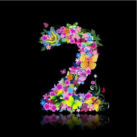 letter of flowers and butterflies figuresのイラスト素材