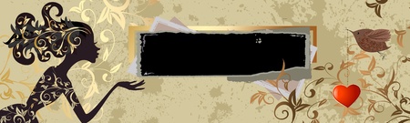 vintage grunge banner with a girlのイラスト素材