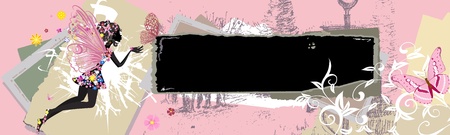 urban vintage grunge banner with a fairyのイラスト素材