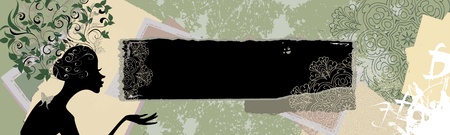 vintage grunge banner with a womanのイラスト素材