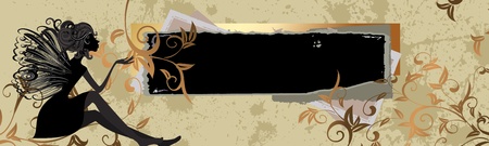 vintage grunge banner with a fairyのイラスト素材