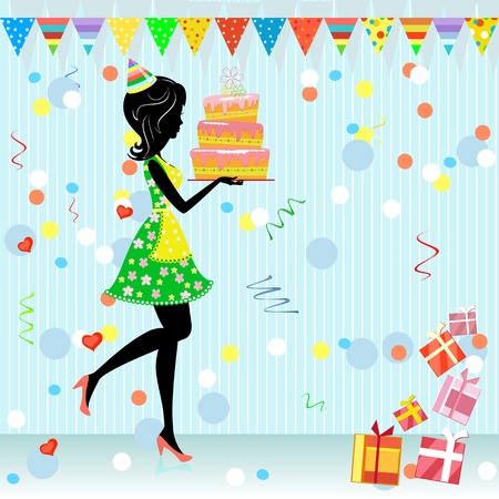 fun birthday party with giftsのイラスト素材