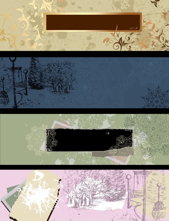 vintage grunge banner setのイラスト素材