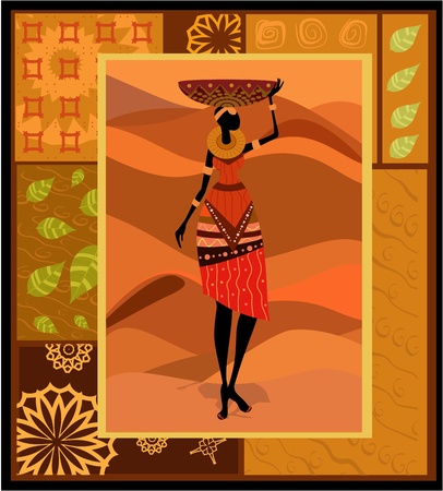 African woman ornamentのイラスト素材