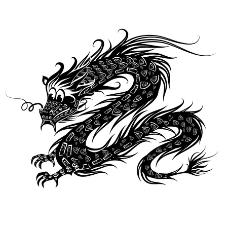 Black Chinese Dragonのイラスト素材