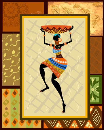 African girl dressed in a decorativeのイラスト素材