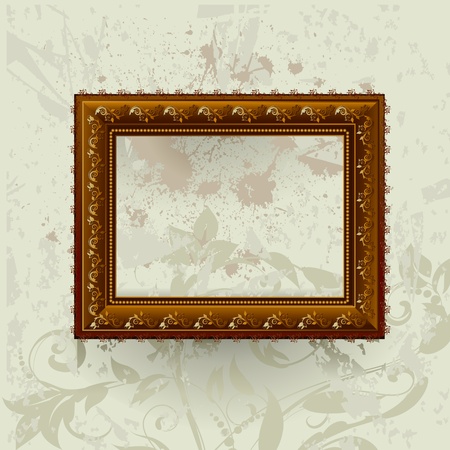 Gilded frame on grunge wallのイラスト素材