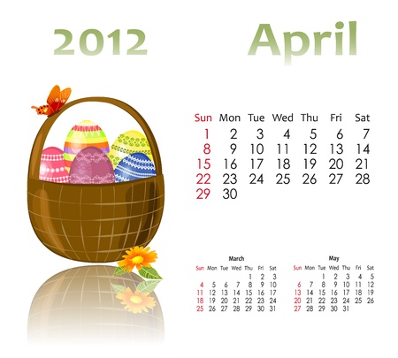 calendar 2012 with basketsのイラスト素材