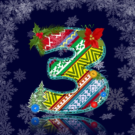 Winter number letter with an ornamentのイラスト素材