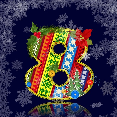 Winter number letter with an ornamentのイラスト素材