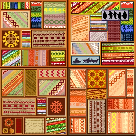 set of ethnic patterns of northern peoplesのイラスト素材