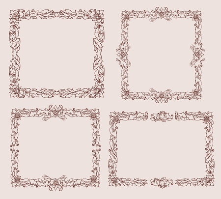 frame with foliate ornament doodlesのイラスト素材