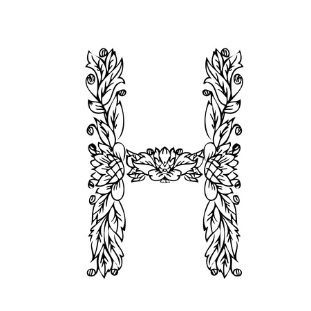 letter of foliage doodleのイラスト素材