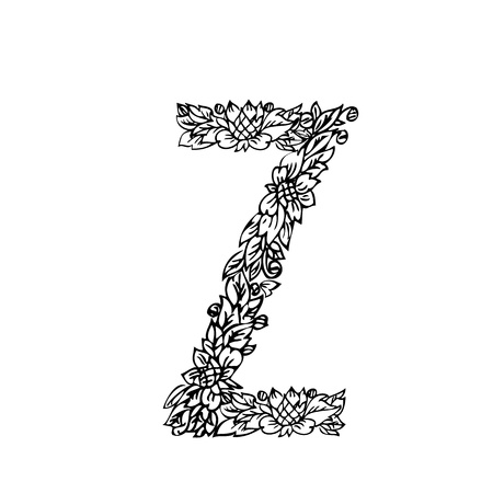 letter of foliage doodleのイラスト素材