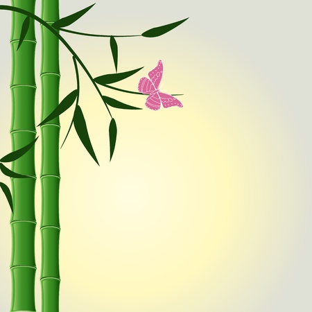Bamboo design background with butterflyのイラスト素材
