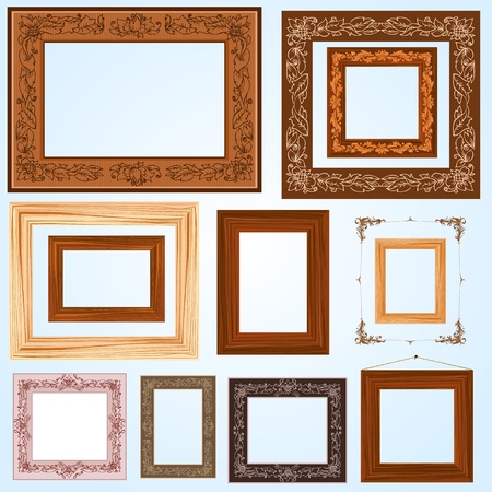 set of retro vintage wooden framesのイラスト素材