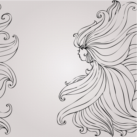 Girl with beautiful hair seamlessのイラスト素材