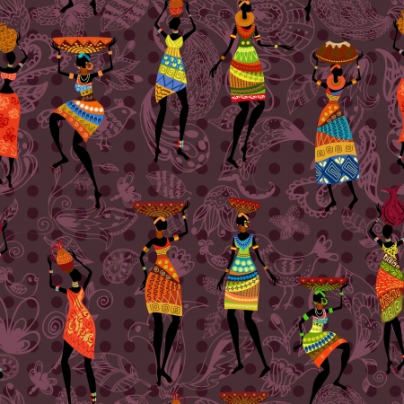 seamless background of African womenのイラスト素材