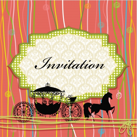 card design with vintage carriageのイラスト素材
