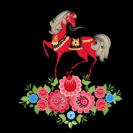 Fairy horses in flowersのイラスト素材