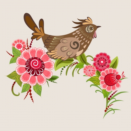 Fairy birds in flowersのイラスト素材