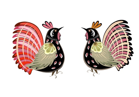 set Decorative bird のイラスト素材