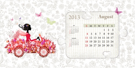 Calendar for 2013, augustのイラスト素材