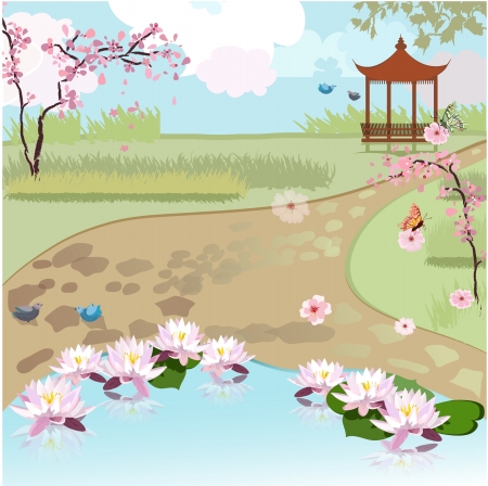 Asian beautiful landscape のイラスト素材
