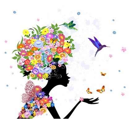 girl fashion flowersのイラスト素材