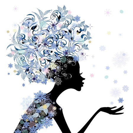 Trendy flower girl hairstyle for your designのイラスト素材