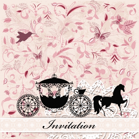 card design with vintage carriageのイラスト素材