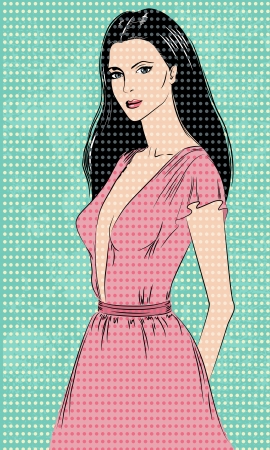 Portrait of a beautiful young woman, retroのイラスト素材