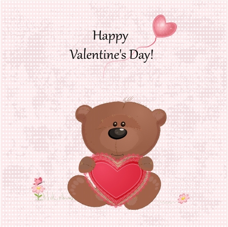 Teddy bear with valentineのイラスト素材