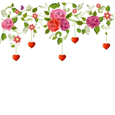 Floral ornament with hearts for your designのイラスト素材