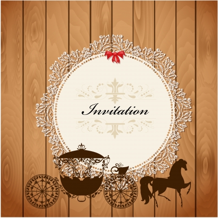 carriage on a wooden texture for your designのイラスト素材