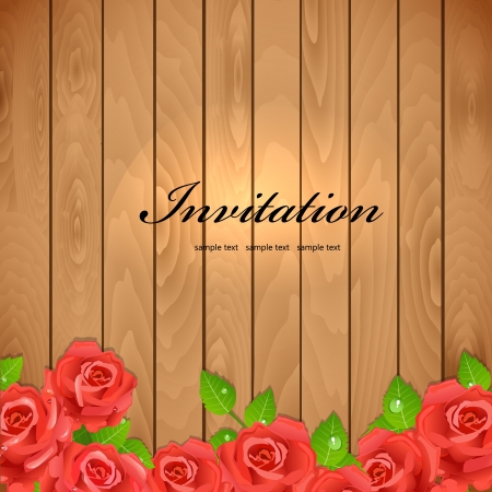 Rose flowers on a wooden textureのイラスト素材