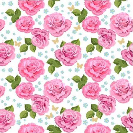 Flower texture with roses seamlessのイラスト素材