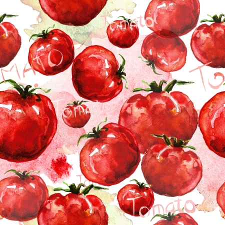 Tomato seamless texture watercolorの写真素材
