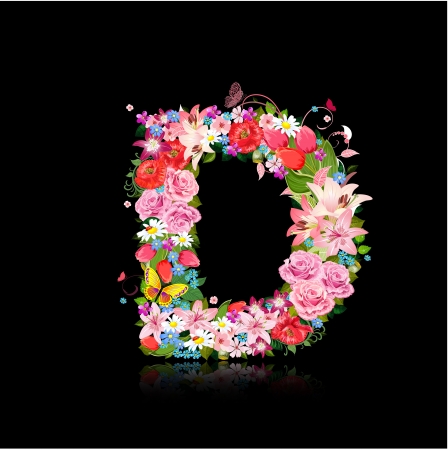 Romantic letter of beautiful flowers Dのイラスト素材