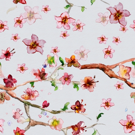 Flower seamless texture watercolorの写真素材