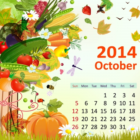 Calendar for 2014, Octoberのイラスト素材